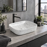Infinity Above Counter Ceramic Basin Rectangle Curved Rim 505x400x140mm - Gloss Marble Carrara