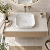 Infinity Above Counter Ceramic Basin Rectangle Curved Rim 505x400x140mm - Gloss Marble Carrara