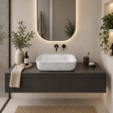 Infinity Above Counter Ceramic Basin Rectangle Curved Rim 505x400x140mm - Gloss Marble Carrara