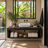 Infinity Above Counter Ceramic Basin Rectangle Curved Rim 505x400x140mm - Gloss Marble Carrara