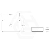 500x400x135mm Rectangle Matt White Carrara Above Counter Ceramic Basin