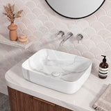 Infinity Rectangle Ceramic Above Counter Basin with Carrara Pattern 500x400x135mm - Matte White