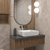 Infinity Rectangle Ceramic Above Counter Basin with Carrara Pattern 500x400x135mm - Matte White