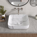 Infinity Rectangle Ceramic Above Counter Basin with Carrara Pattern 500x400x135mm - Matte White