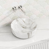 415x415x130mm Round Gloss Marble Carrara Surface Bathroom Above Counter Wash Basin