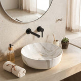 415x415x130mm Round Gloss Marble Carrara Surface Bathroom Above Counter Wash Basin