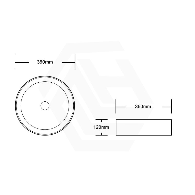 Infinity Above Counter Ceramic Basin Round for Bathroom 360x360x120mm - Matte Black