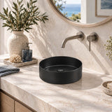Infinity Above Counter Ceramic Basin Round for Bathroom 360x360x120mm - Matte Black