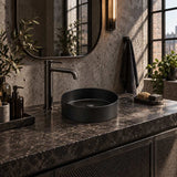Infinity Above Counter Ceramic Basin Round for Bathroom 360x360x120mm - Matte Black