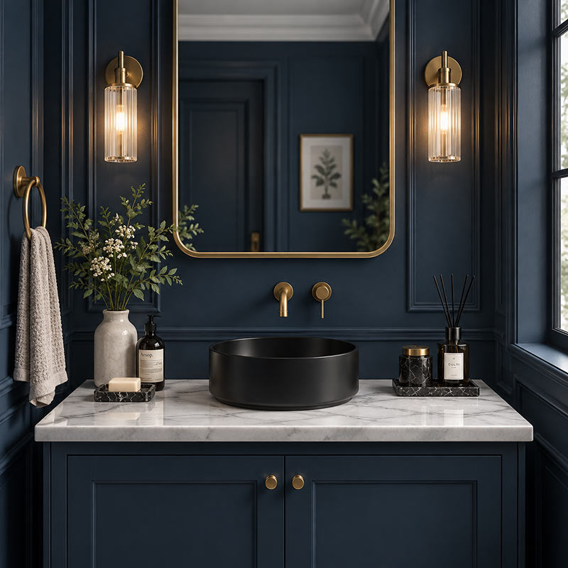 Infinity Above Counter Ceramic Basin Round for Bathroom 360x360x120mm - Matte Black