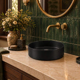 Infinity Above Counter Ceramic Basin Round for Bathroom 360x360x120mm - Matte Black