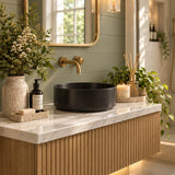 Infinity Above Counter Ceramic Basin Round for Bathroom 360x360x120mm - Matte Black