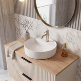 Infinity Round Ceramic Above Counter Basin with Tap Hole 450x450x105mm - Gloss White