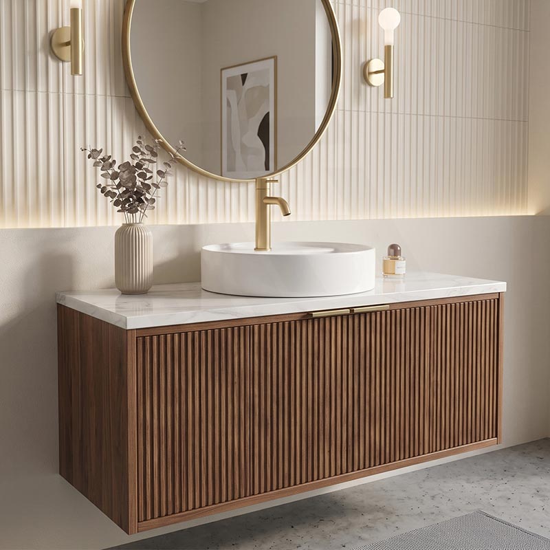 Infinity Round Ceramic Above Counter Basin with Tap Hole 450x450x105mm - Gloss White