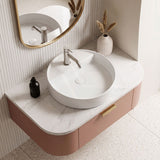 Infinity Round Ceramic Above Counter Basin with Tap Hole 450x450x105mm - Gloss White