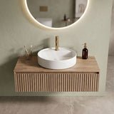 Infinity Round Ceramic Above Counter Basin with Tap Hole 450x450x105mm - Gloss White