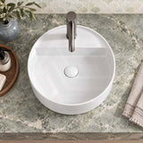 Infinity Round Ceramic Above Counter Basin with Tap Hole 450x450x105mm - Gloss White