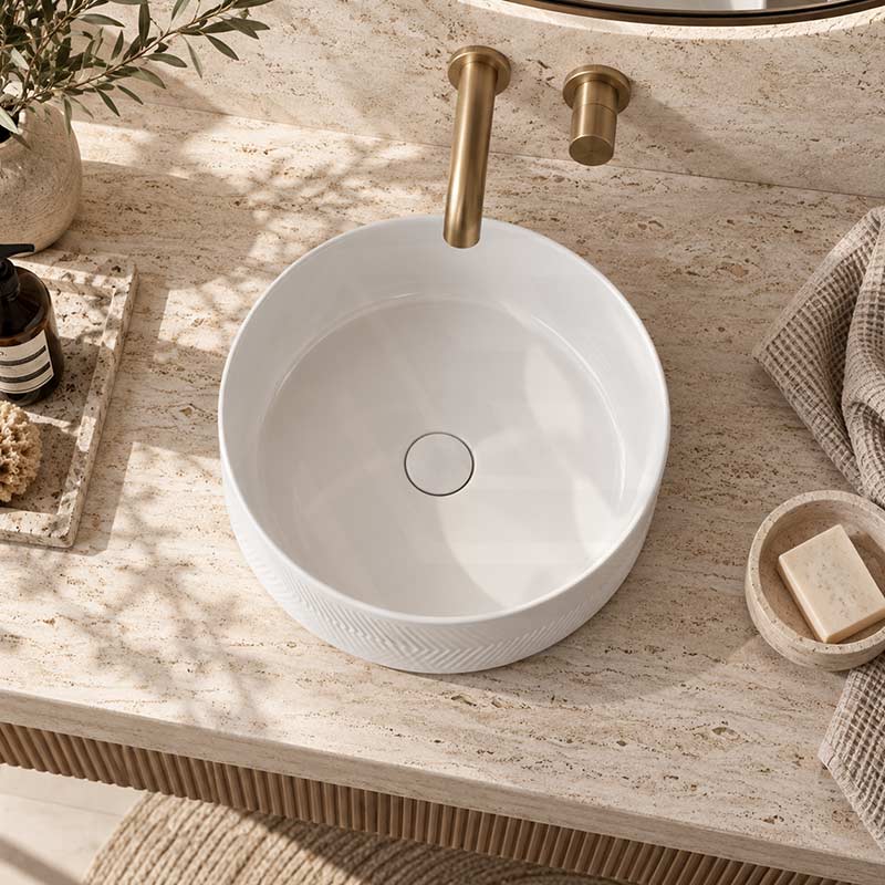 Infinity Above Counter Wash Basin Ceramic Round Diagonal Pattern 360x360x120mm - Colours Available