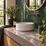 Infinity Above Counter Wash Basin Ceramic Round Diagonal Pattern 360x360x120mm - Colours Available