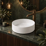 Infinity Above Counter Wash Basin Ceramic Round Diagonal Pattern 360x360x120mm - Colours Available