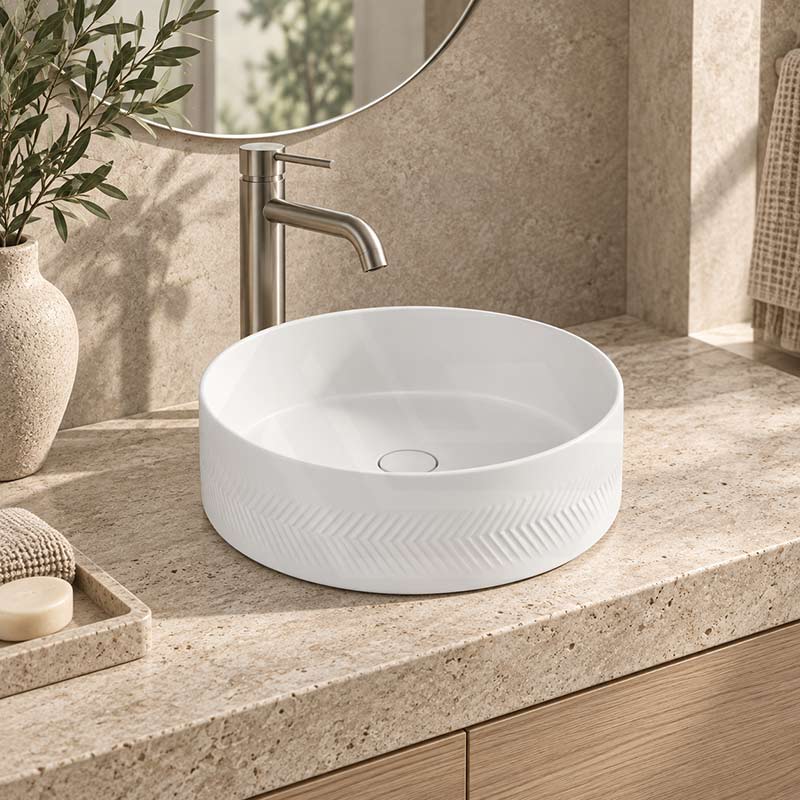 Infinity Above Counter Wash Basin Ceramic Round Diagonal Pattern 360x360x120mm - Colours Available