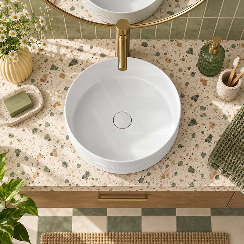 Infinity Above Counter Wash Basin Ceramic Round Diagonal Pattern 360x360x120mm - Colours Available