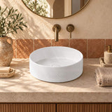 Infinity Above Counter Wash Basin Ceramic Round Diagonal Pattern 360x360x120mm - Colours Available