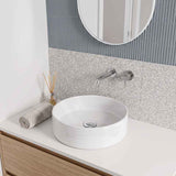 Infinity Round Ceramic Above Counter Basin with Stripe Pattern 400x400x130mm - Gloss White