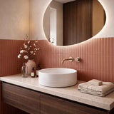 Infinity Round Ceramic Above Counter Basin with Stripe Pattern 400x400x130mm - Gloss White