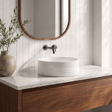 Infinity Round Ceramic Above Counter Basin with Stripe Pattern 400x400x130mm - Gloss White