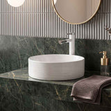 Infinity Round Ceramic Above Counter Basin with Stripe Pattern 400x400x130mm - Gloss White