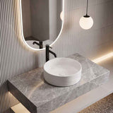 Infinity Round Ceramic Above Counter Basin with Stripe Pattern 400x400x130mm - Gloss White