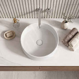 Infinity Round Ceramic Above Counter Basin with Stripe Pattern 400x400x130mm - Gloss White