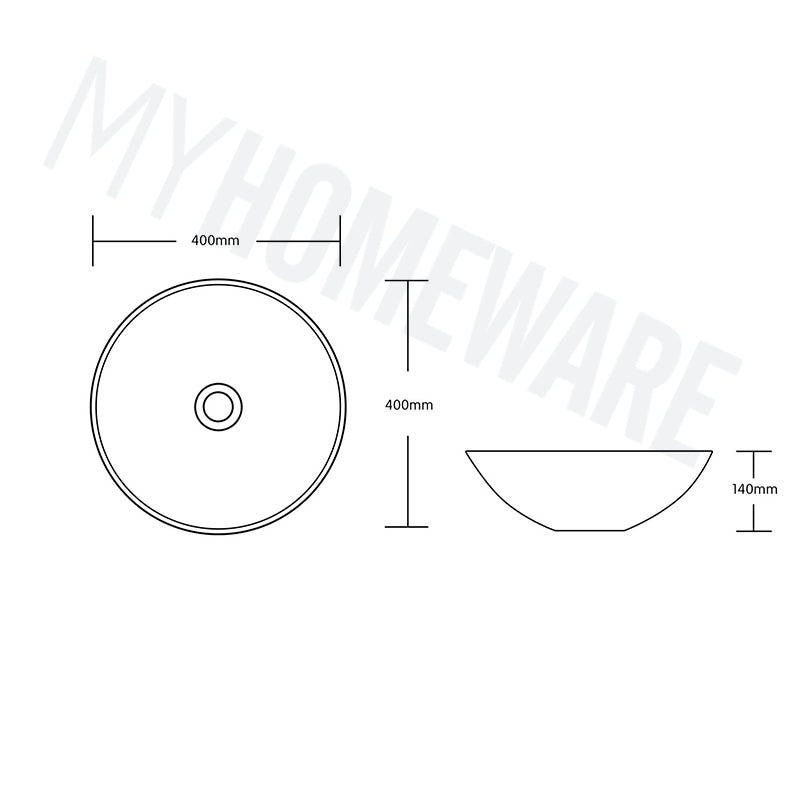 400x400x130mm Above Counter Basin Diagonal Pattern Bathroom Round Ceramic Wash Basin In Various Colour