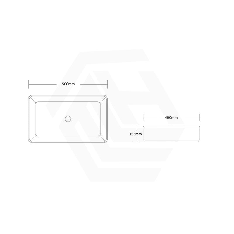 Infinity Above Counter Wash Basin Ceramic Rectangle 500x400x135mm - Gloss White & Black