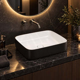Infinity Above Counter Wash Basin Ceramic Rectangle 500x400x135mm - Gloss White & Black