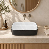 Infinity Above Counter Wash Basin Ceramic Rectangle 500x400x135mm - Gloss White & Black