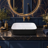 Infinity Above Counter Wash Basin Ceramic Rectangle 500x400x135mm - Gloss White & Black