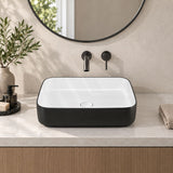 Infinity Above Counter Wash Basin Ceramic Rectangle 500x400x135mm - Gloss White & Black