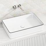 Above Counter Basin Rectangle Line Ceramic Gloss White Black