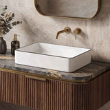 Infinity Rectangle Ceramic Above Counter Basin 610x410x120mm - Gloss White with Black Line