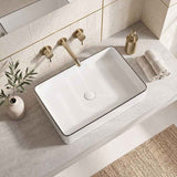 Infinity Rectangle Ceramic Above Counter Basin 610x410x120mm - Gloss White with Black Line