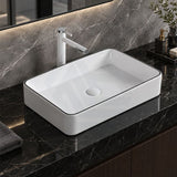 Infinity Rectangle Ceramic Above Counter Basin 610x410x120mm - Gloss White with Black Line