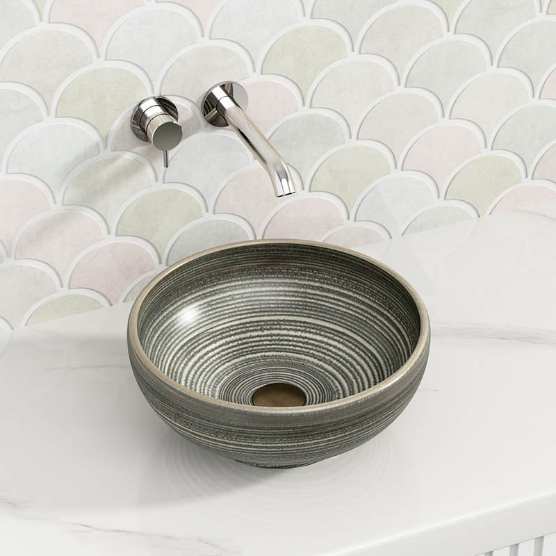 360x360x140mm Round Porcelain Basin Stripe Pattern