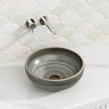 360x360x140mm Round Porcelain Basin Stripe Pattern