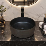 Infinity Round Porcelain Art Basin with Stripe Pattern 410x410x150mm - Matte Black & Brown