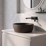 Infinity Round Porcelain Art Basin with Stripe Pattern 410x410x150mm - Matte Black & Brown