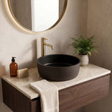 Infinity Round Porcelain Art Basin with Stripe Pattern 410x410x150mm - Matte Black & Brown