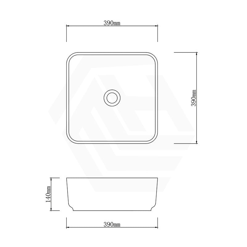 Infinity Above Counter Porcelain Basin Square 390x390x140mm - Grey