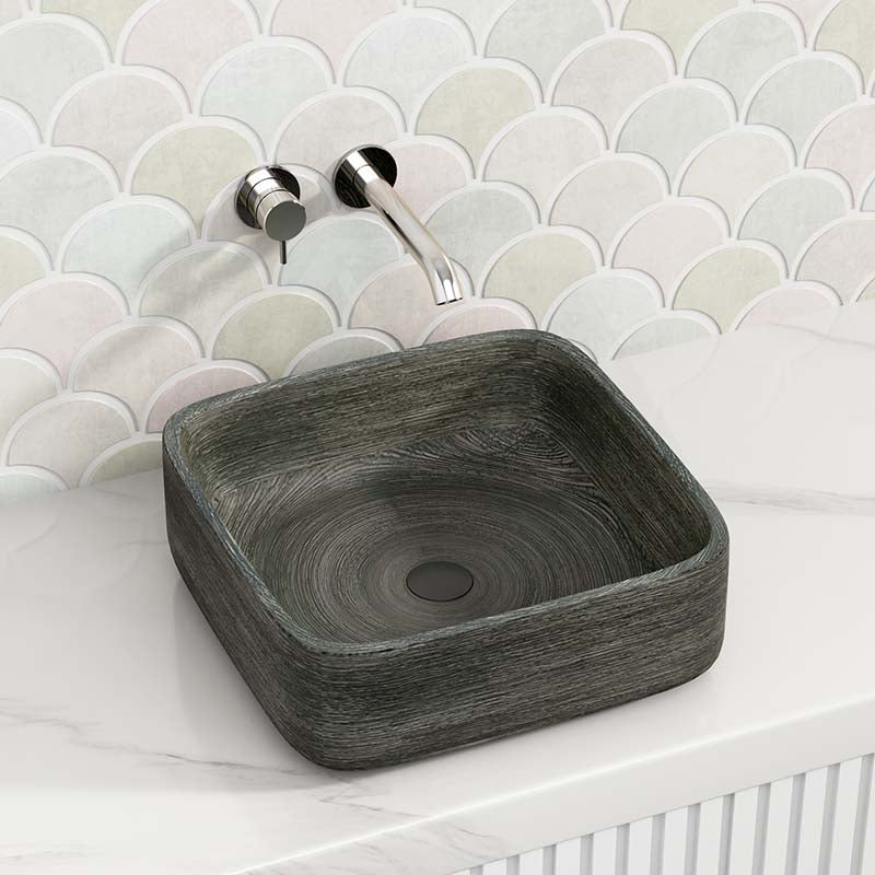 390x390x140mm Square Grey Porcelain Basin
